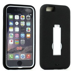 Apple iPhone 6 4.7 Armor Hybrid Case w Screen and Stand (White Black)